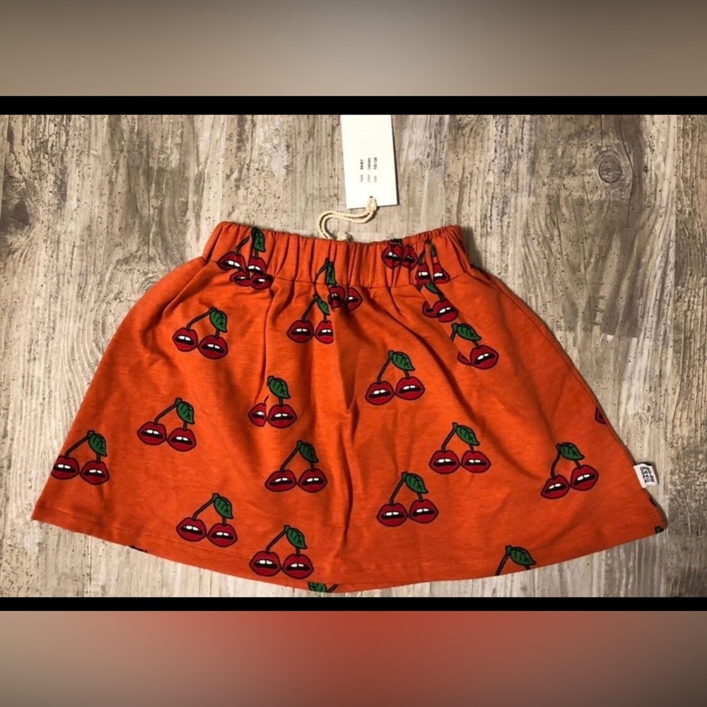 Girls Cherry Print Skirt with Elastic Waist